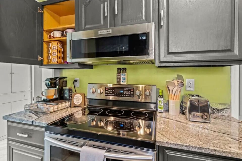 Kitchen with coffee provided