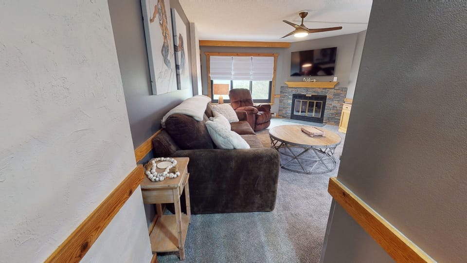 Furniture, Indoors, Living Room, Table, Ceiling Fan