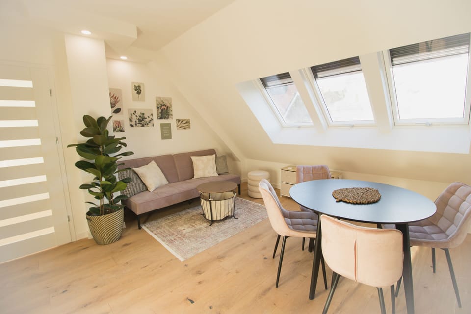 Deluxe Apartment | Living area | 45-inch Smart TV with digital channels, Netflix, heated floors