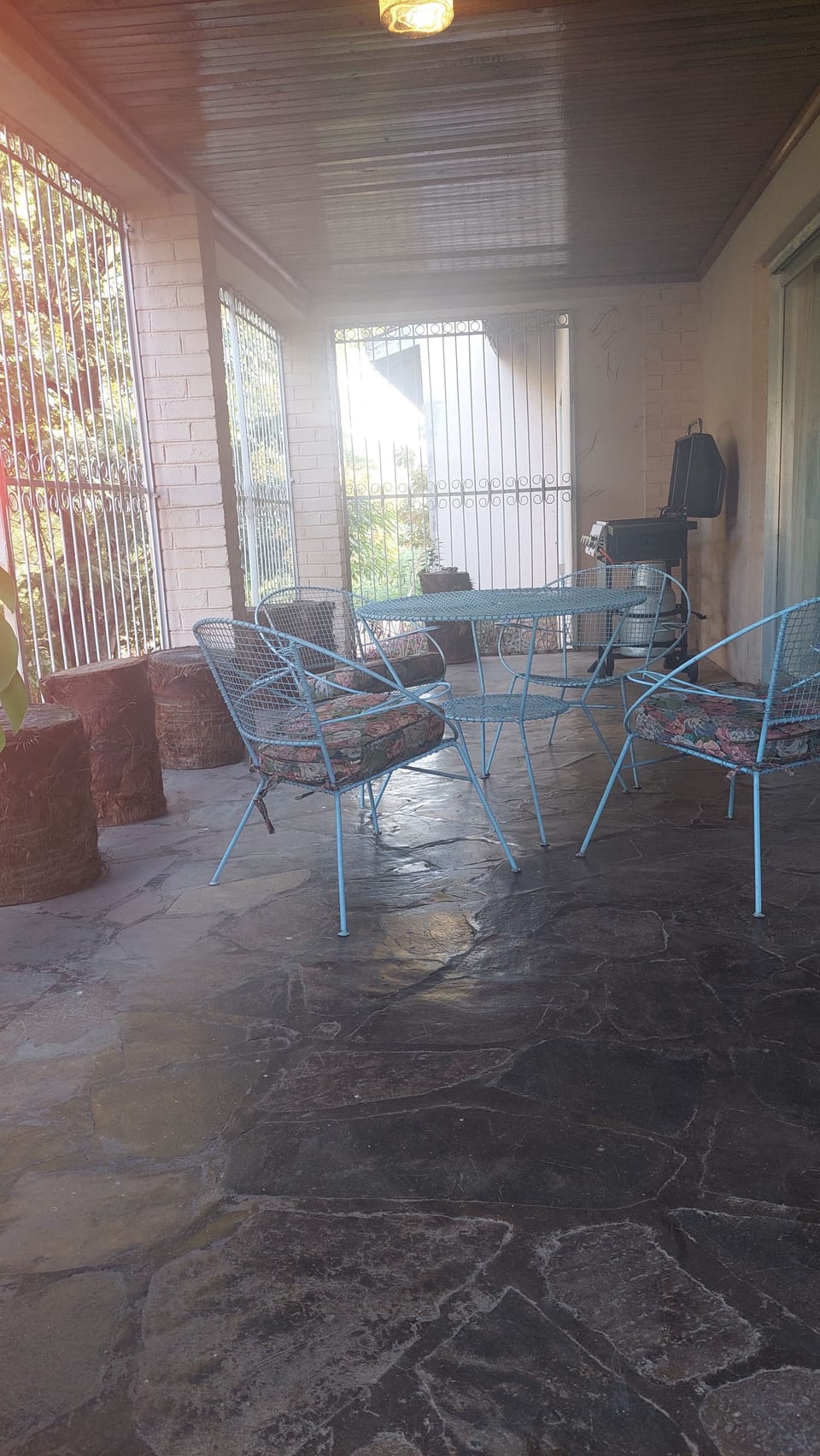 Sitting in veranda near BBQ