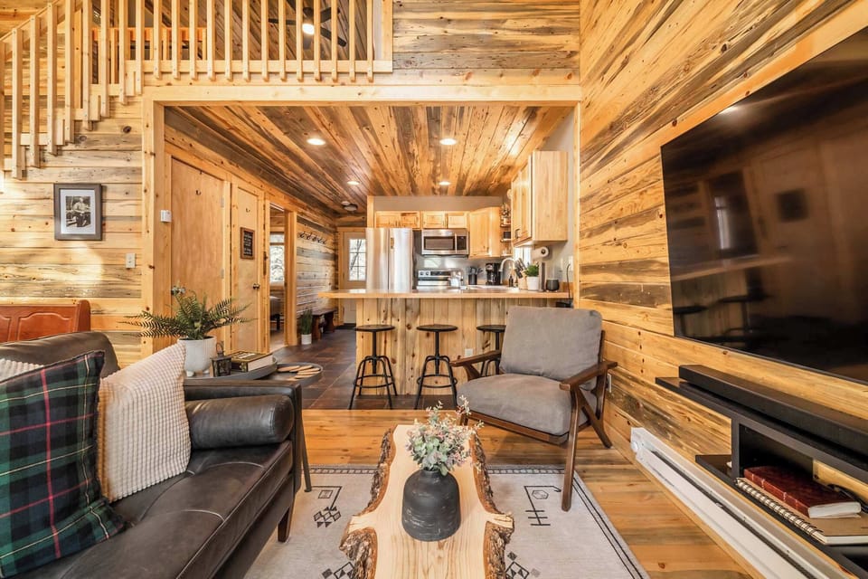 Kick back on the leather sofa with chaise lounge in front of the 65” Smart TV with apps, Samsung TV plus with streaming live TV, and we provide complimentary Hulu.