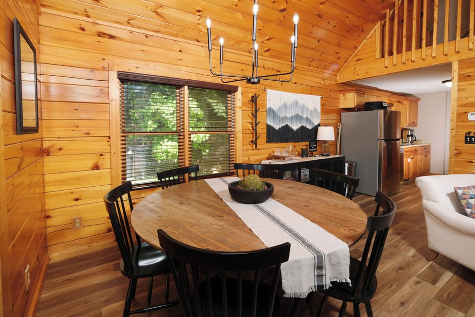 Large dining table perfect for meals together or playing games!