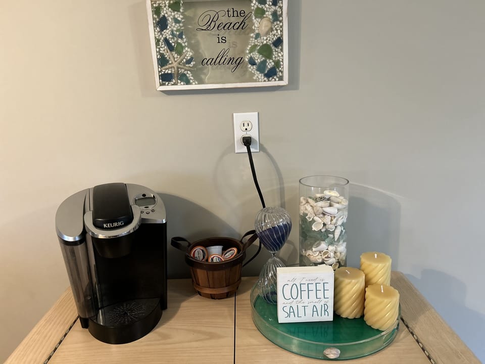 Coffee Station with coffee and creamers