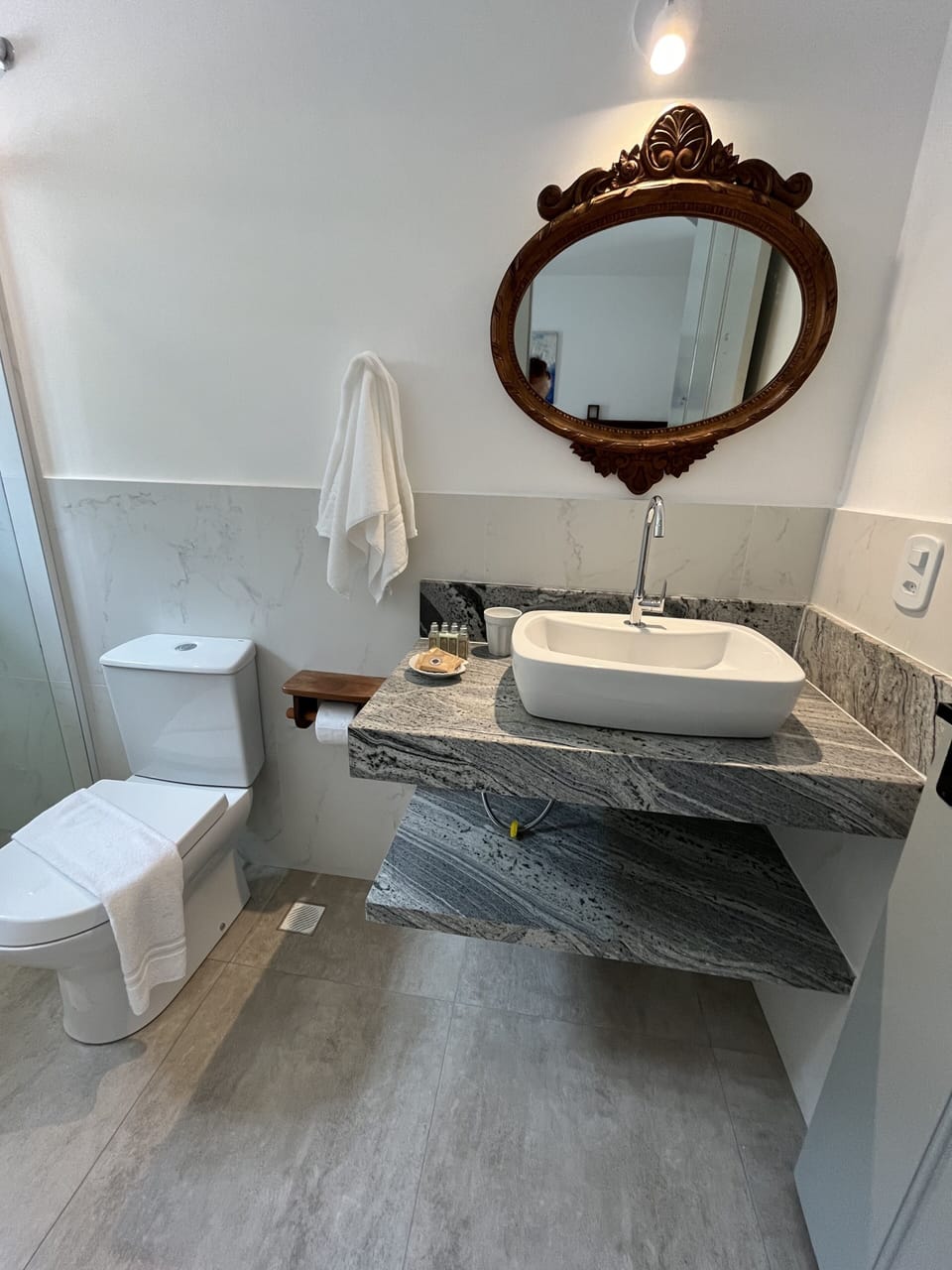 Classic Double Room, Patio | Bathroom | Shower, towels, soap, shampoo