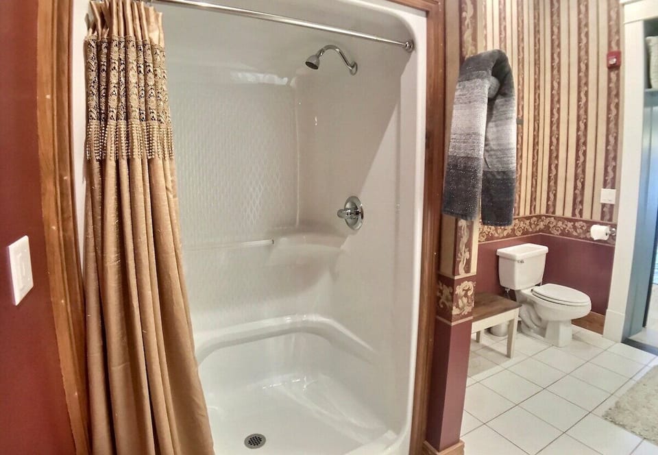 Large walk-in shower.