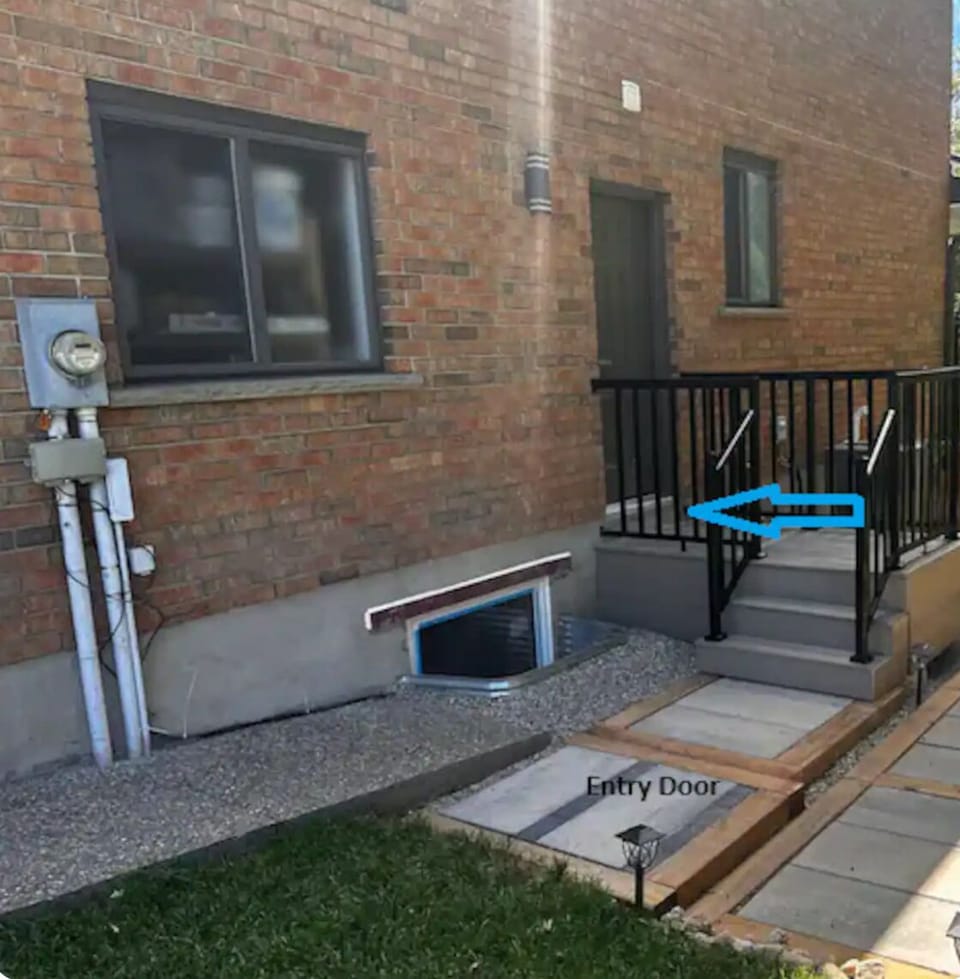 This is your entry and exit door with smart lock access.