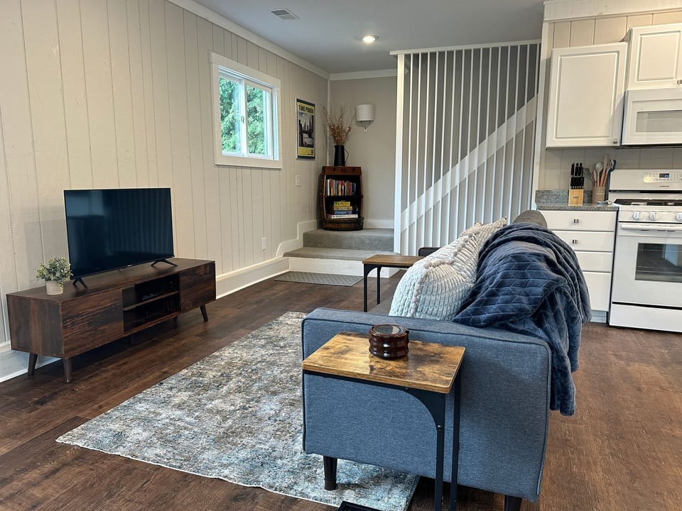 Comfortable main living room with smart TV. 