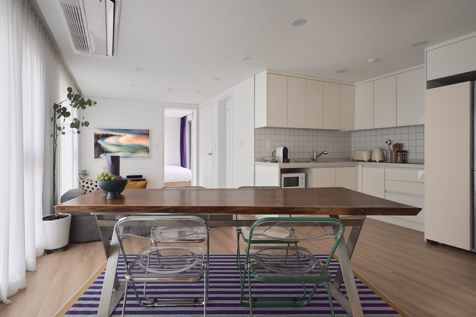 Apartment | Living area | 52-inch flat-screen TV with cable channels