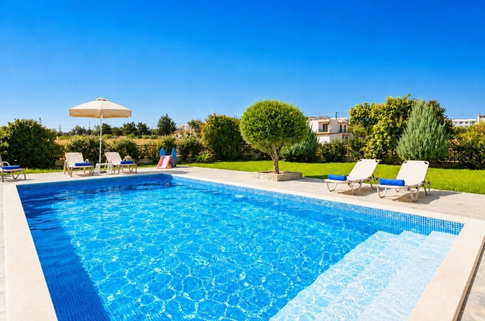 Private pool, terrace, and garden