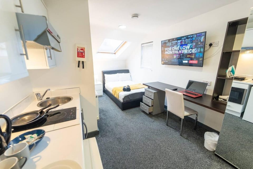 Studio | Private kitchen | Fridge, microwave, oven, stovetop