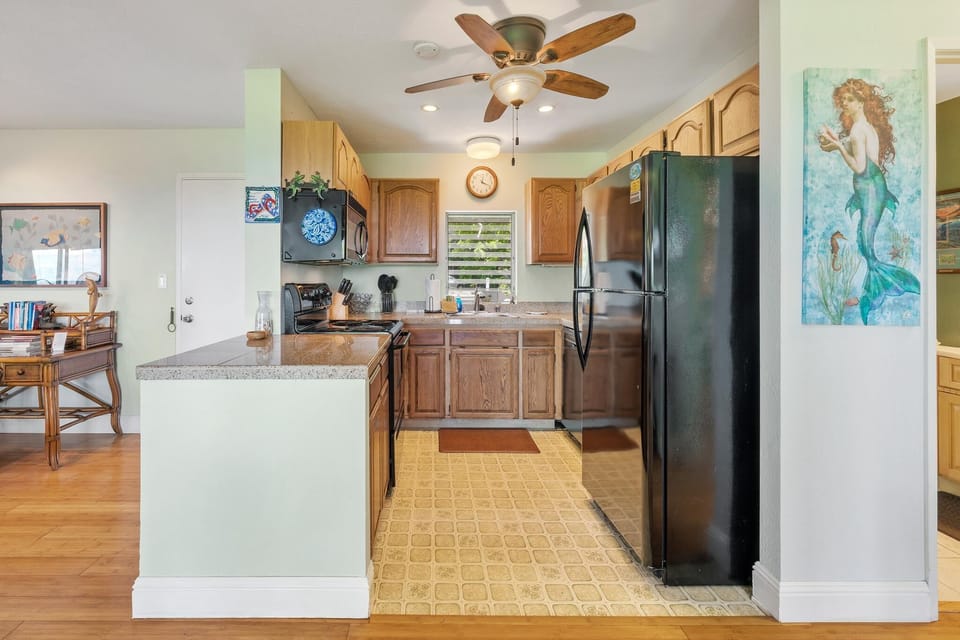 Kitchen stocked with all the gadgets needed 