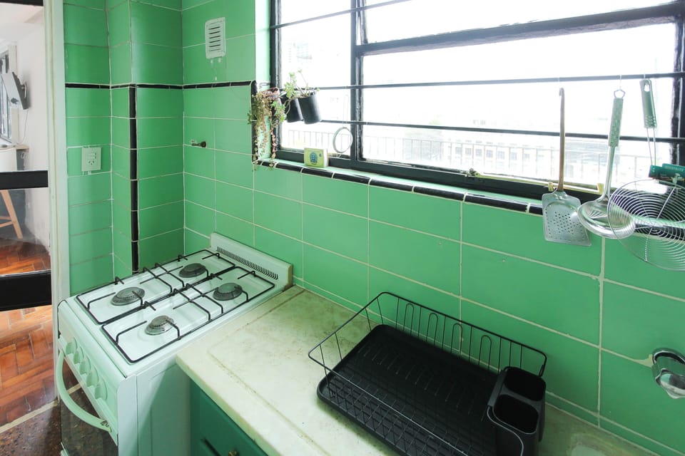 City Studio | Private kitchen | Full-size fridge, microwave, oven, toaster