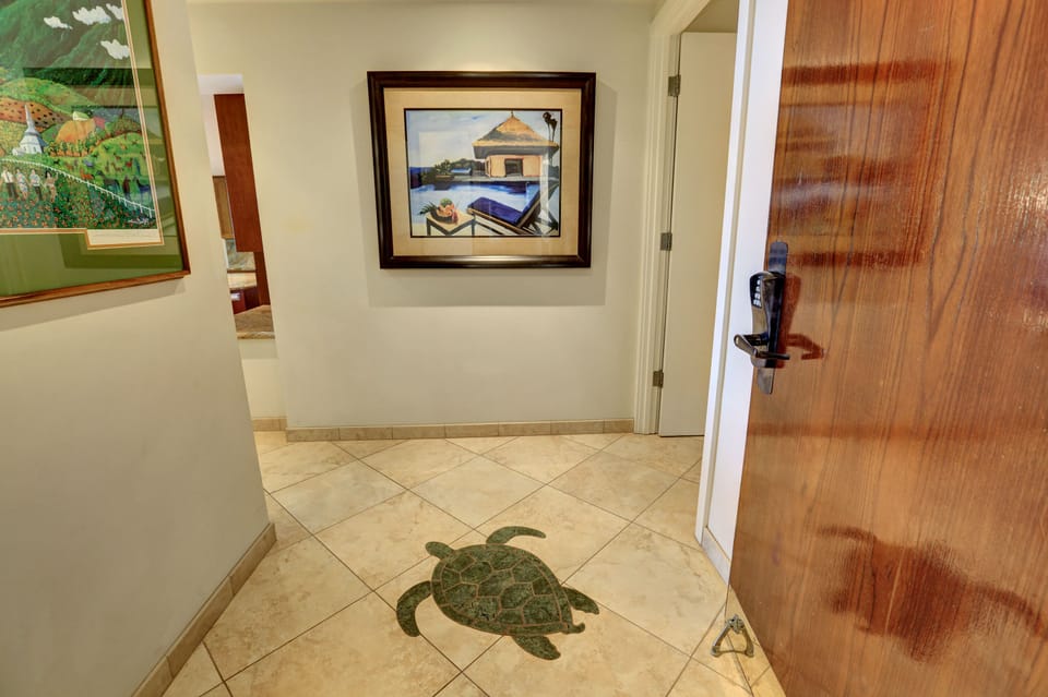 Enjoy the sea turtle greeting you at the entryway. 