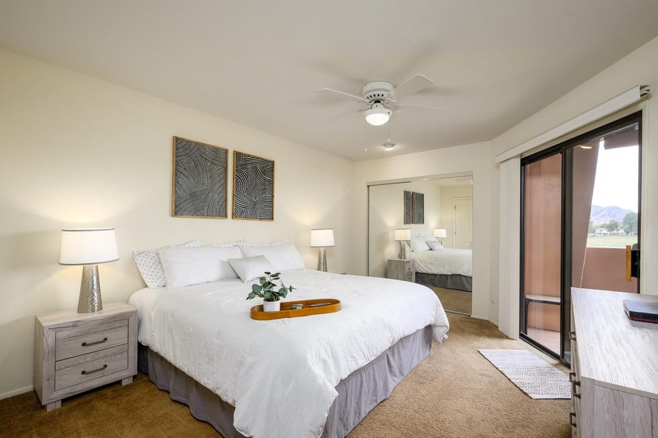 Plush king sized bed.