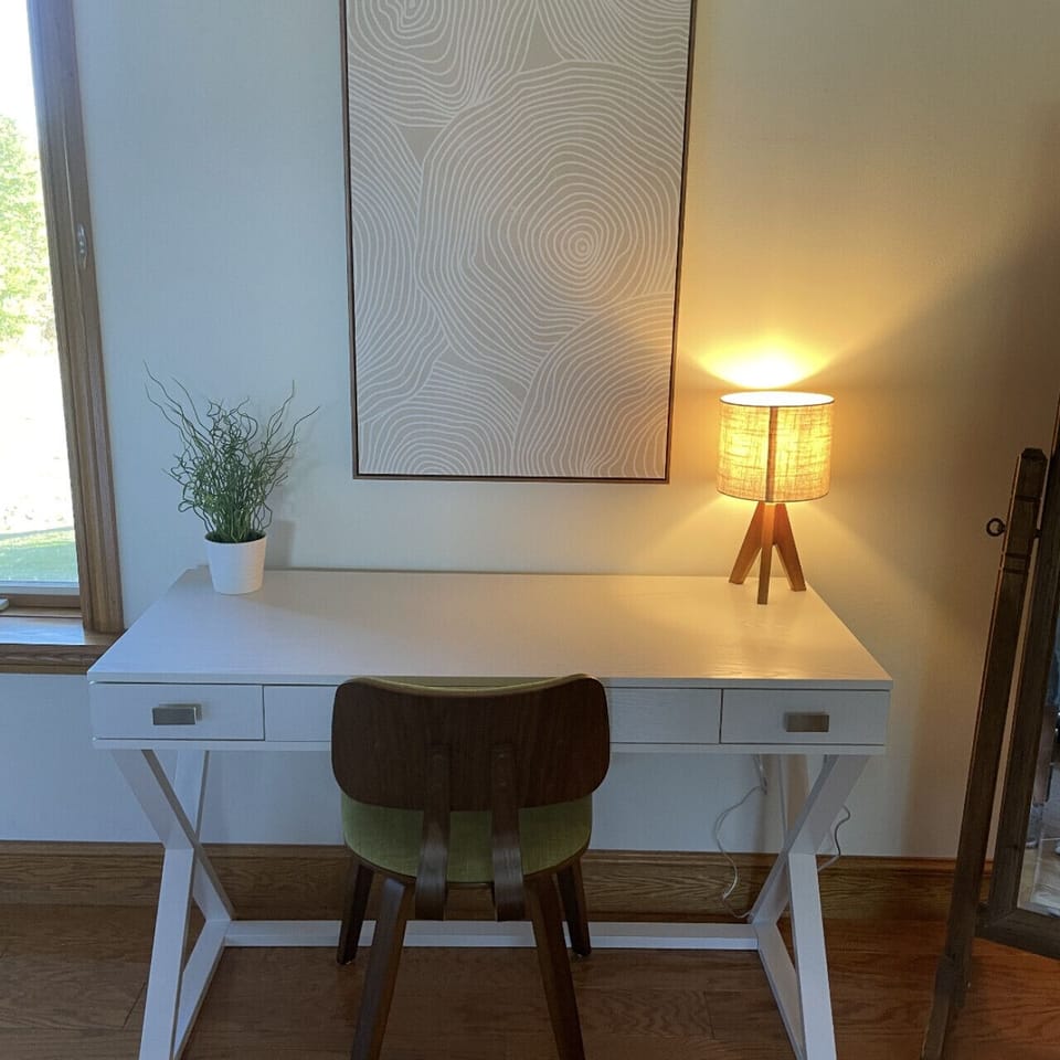 Stylish quiet work area if you have to be productive :)