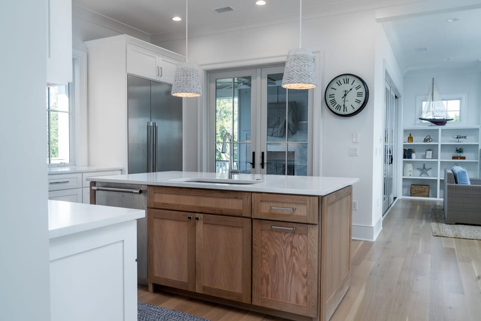 Head out the door to the covered upper deck