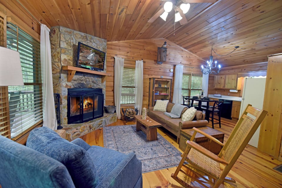 Enjoy the fireplace while you play one of the provided games.