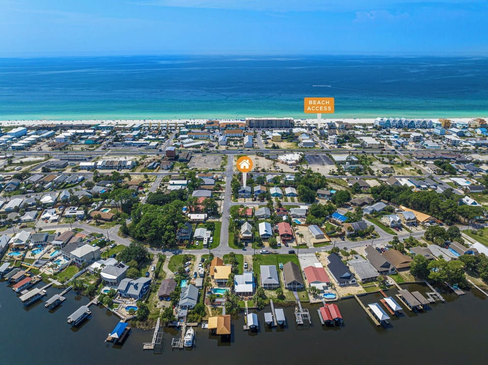 Located between the beach and the lagoon on the east end of PCB