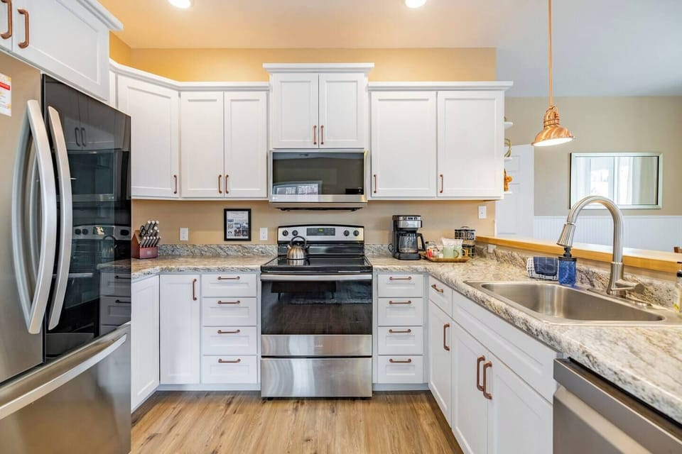 Kitchen has everything you'll need for your weekend getaway!