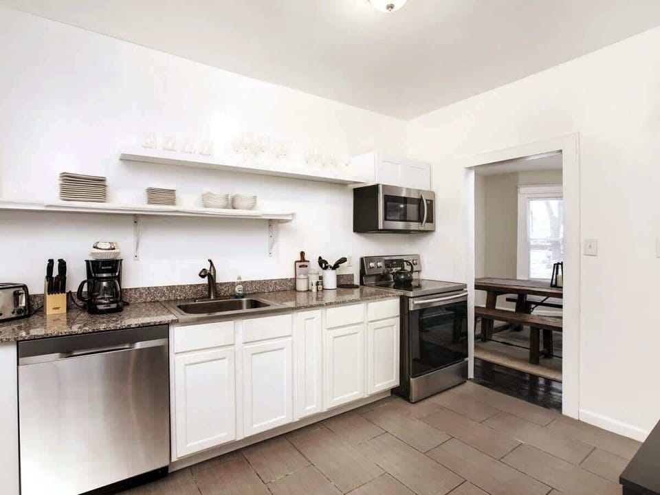  Fully equipped kitchen with modern appliances.