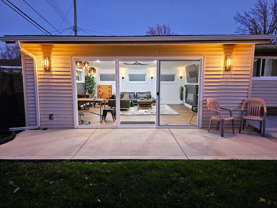 Open the 3-panel patio doors for fresh air and natural light
