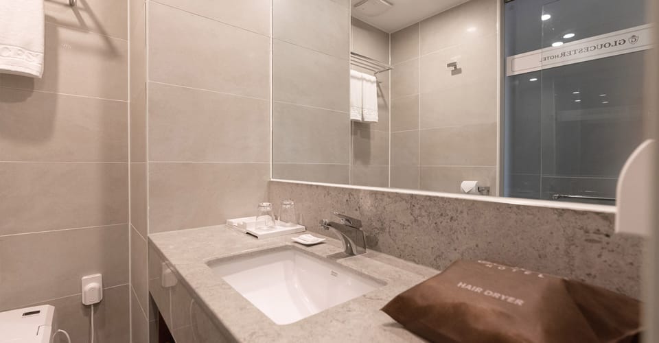 Hair dryer, bathrobes, slippers, bidet