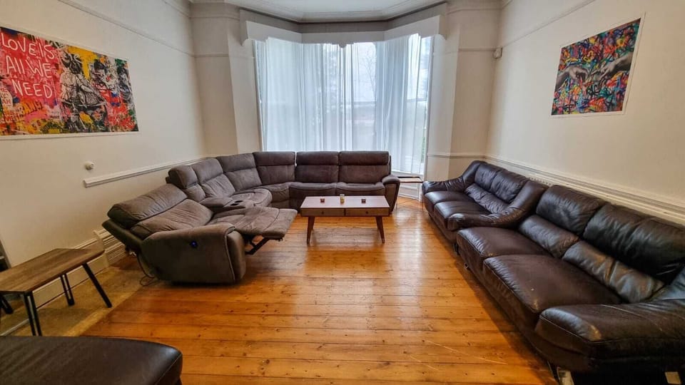 Plenty of room for the whole group to spread out and relax together in this grand living space