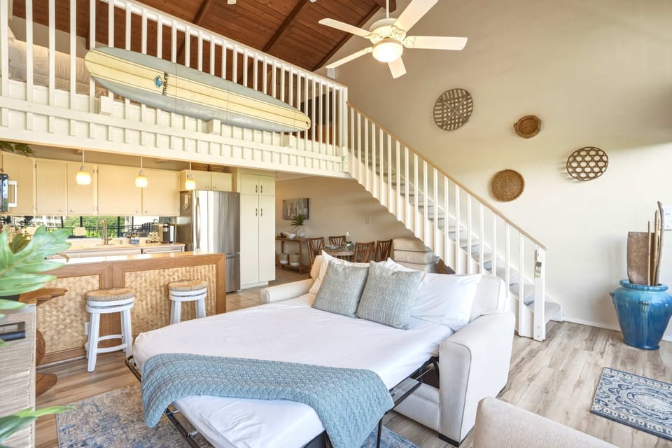 Relax on your pull-out sleeper sofa in the living room