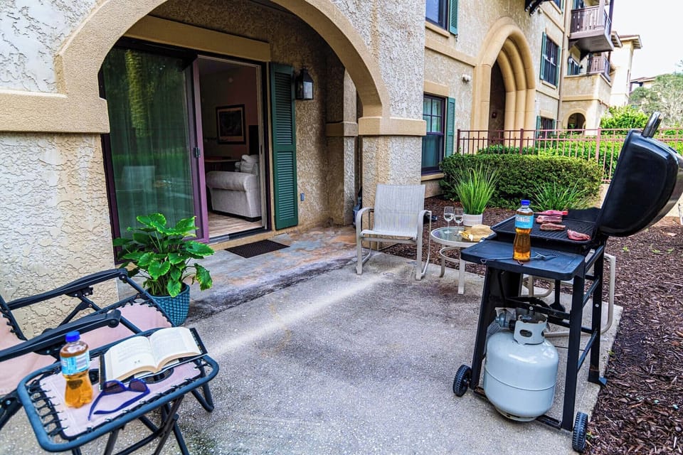 Gas Grill on Fenced Patio