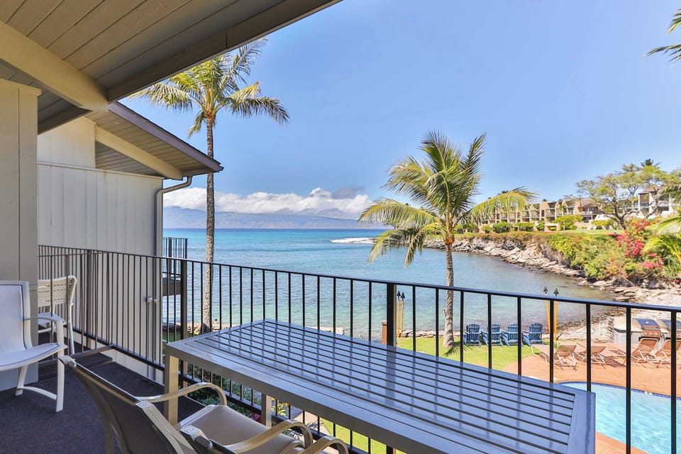 Soak up paradise with breathtaking ocean views from your lanai. Relax by the sparkling pool, lounge under swaying palms, or take a few steps to the beach. This Maui retreat offers the perfect blend of comfort, scenery, and unforgettable island vibes.