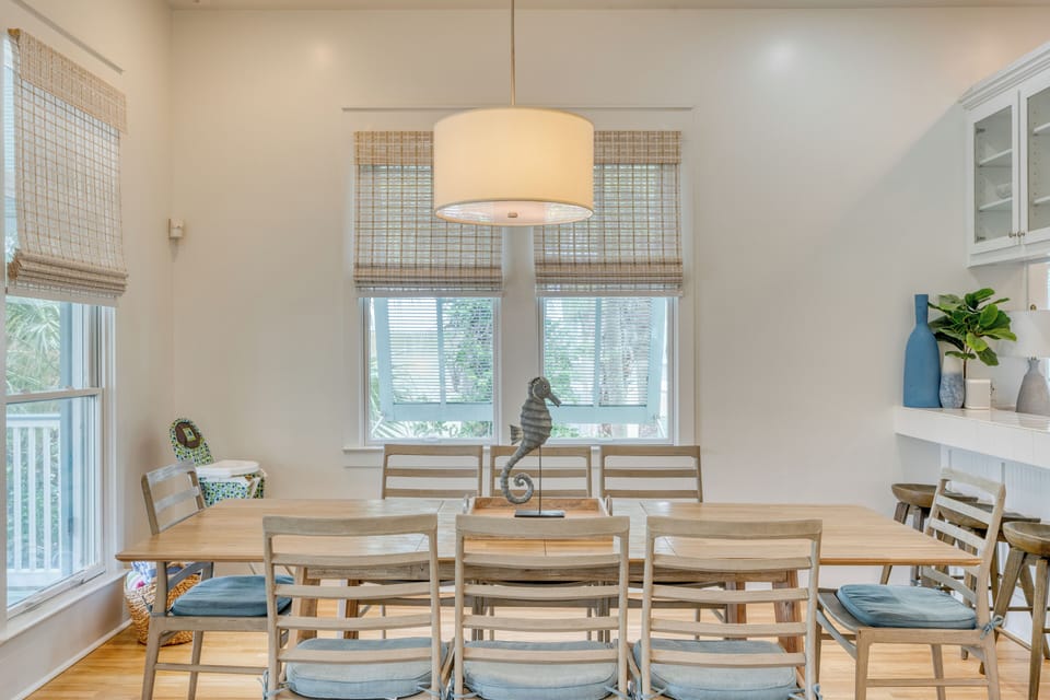 Dining table with seating for 8.