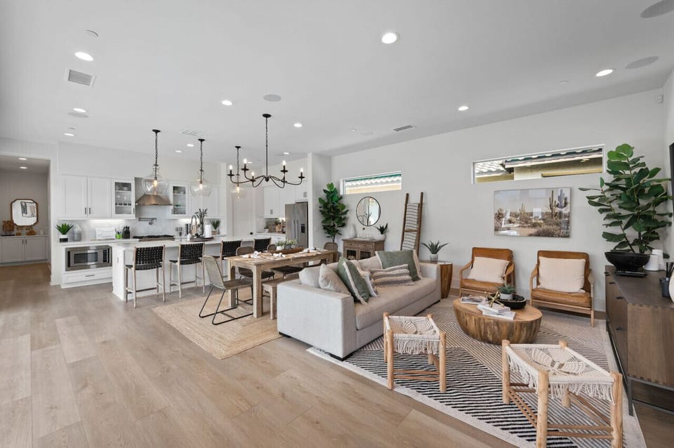 Spacious open-concept kitchen and living area