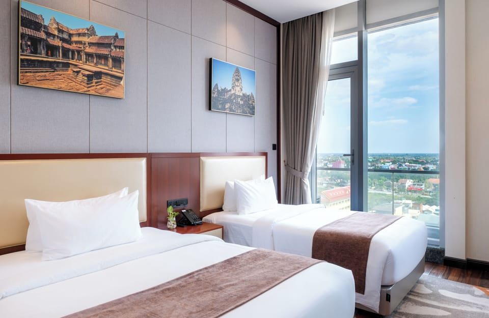 Deluxe Twin Room, City View | Premium bedding, minibar, in-room safe, iron/ironing board