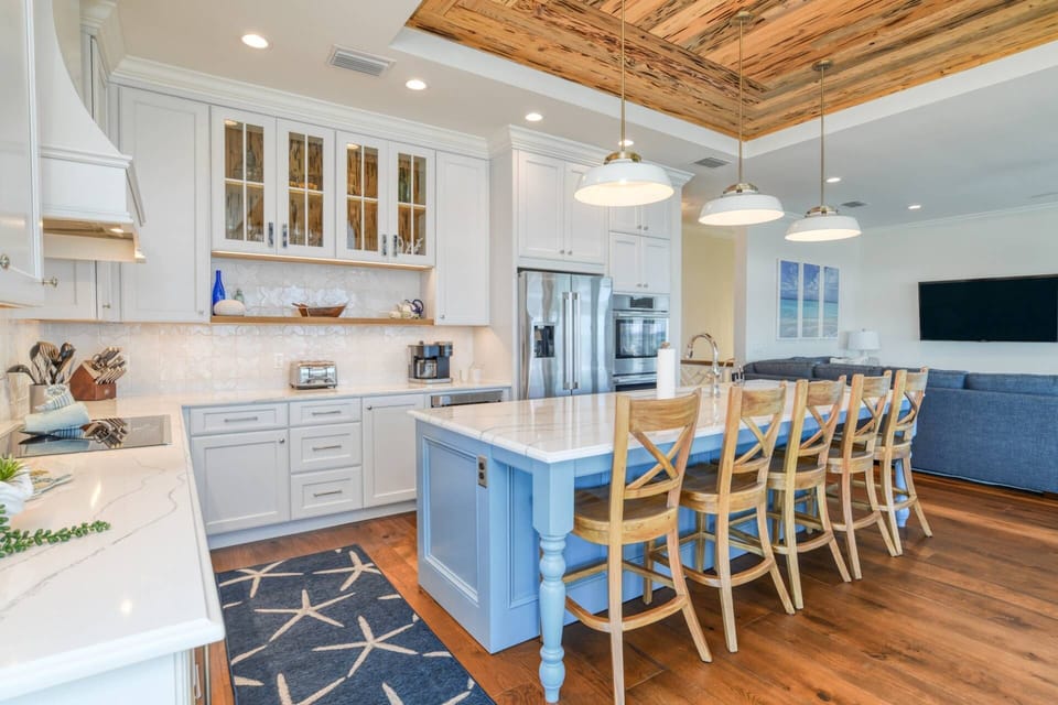 This gourmet kitchen on the third floor is fully stocked for all your cooking needs!