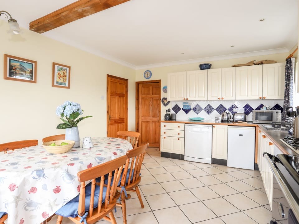 Fridge, dishwasher, electric kettle, toaster