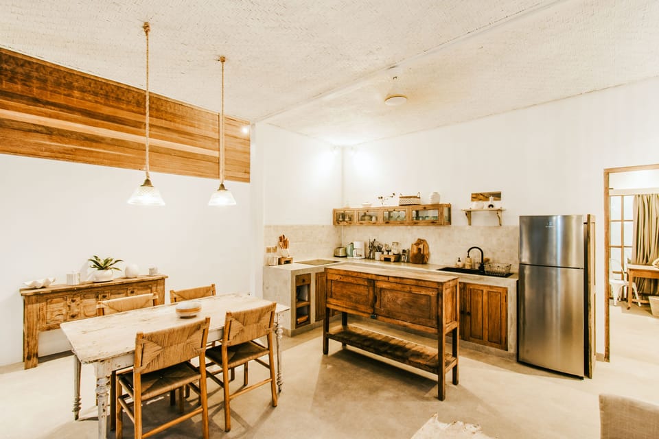 Deluxe Villa | Private kitchen | Fridge, stovetop, electric kettle, toaster