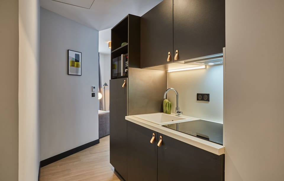 Apartment | Private kitchenette | Fridge, microwave, stovetop, electric kettle