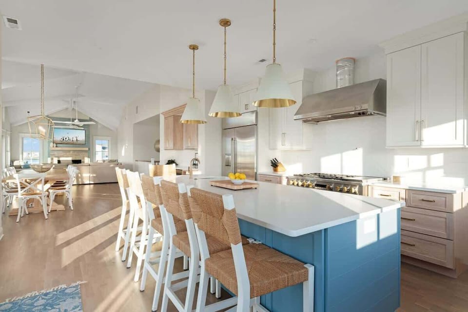 Kitchen flows through second floor living
