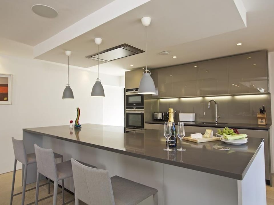 Fridge, dishwasher, cookware/dishes/utensils