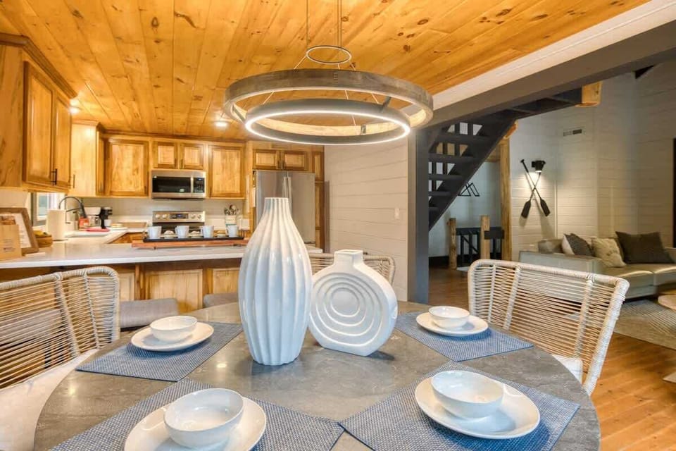 Open dining and kitchen area