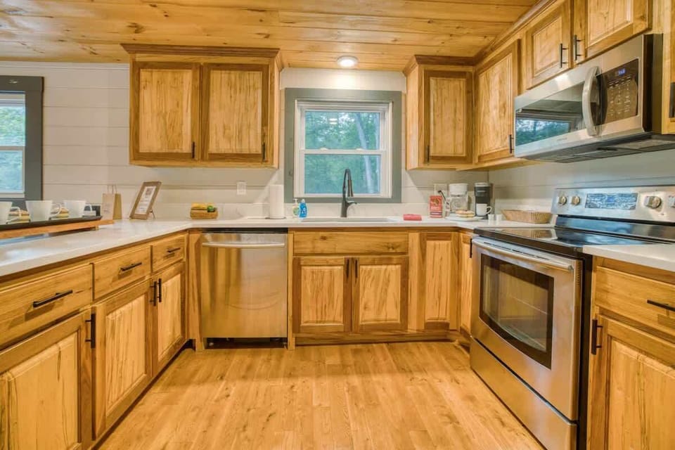 Stainless steel appliances - Dishwasher, refrigerator, microwave and electric stove