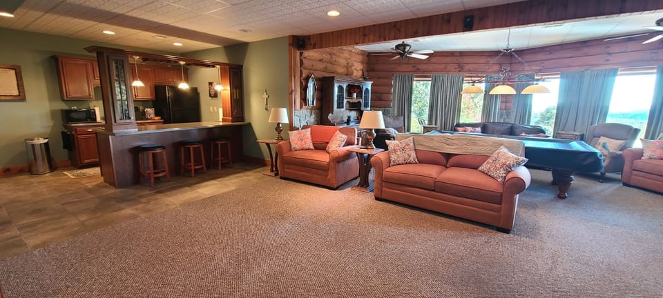 Trinity Lodge lower level family room.