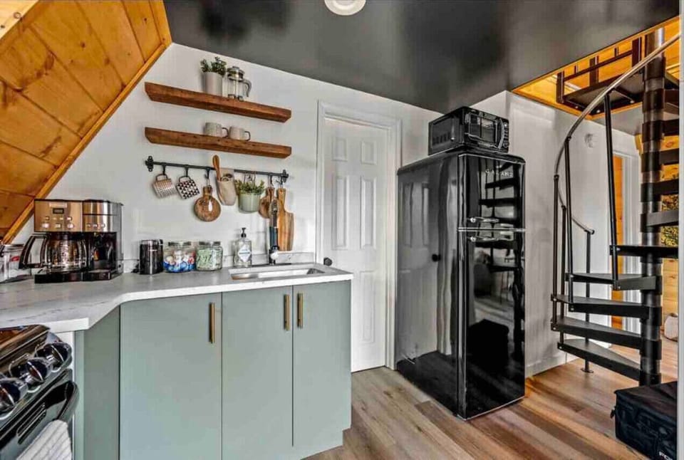 Stocked kitchen and coffee bar see the list of essentials we provide for your stay!