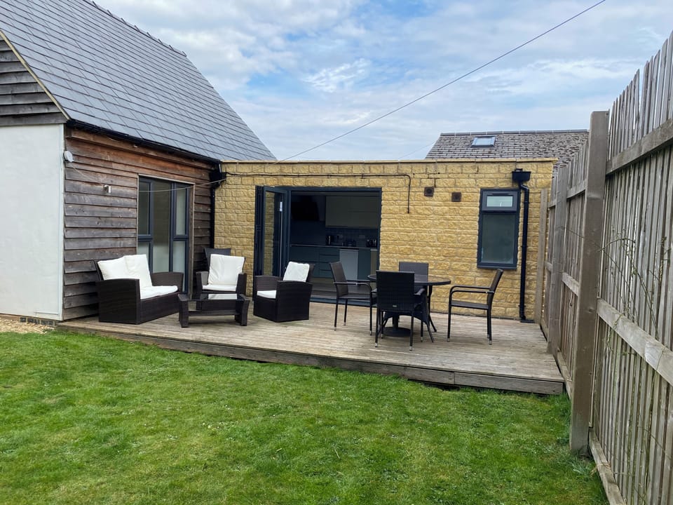Back garden patio, byfold doors from the kitchen
