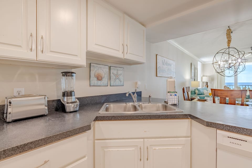 Kitchen offers everything you need for a dinner inside the condo.