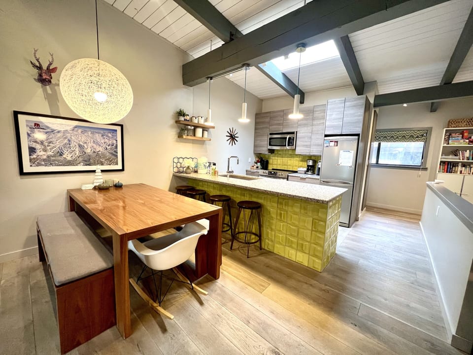 Dining room table with seating for 6.