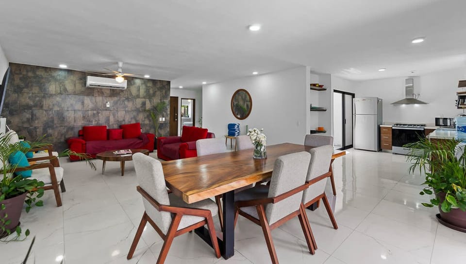 Living room and dining area