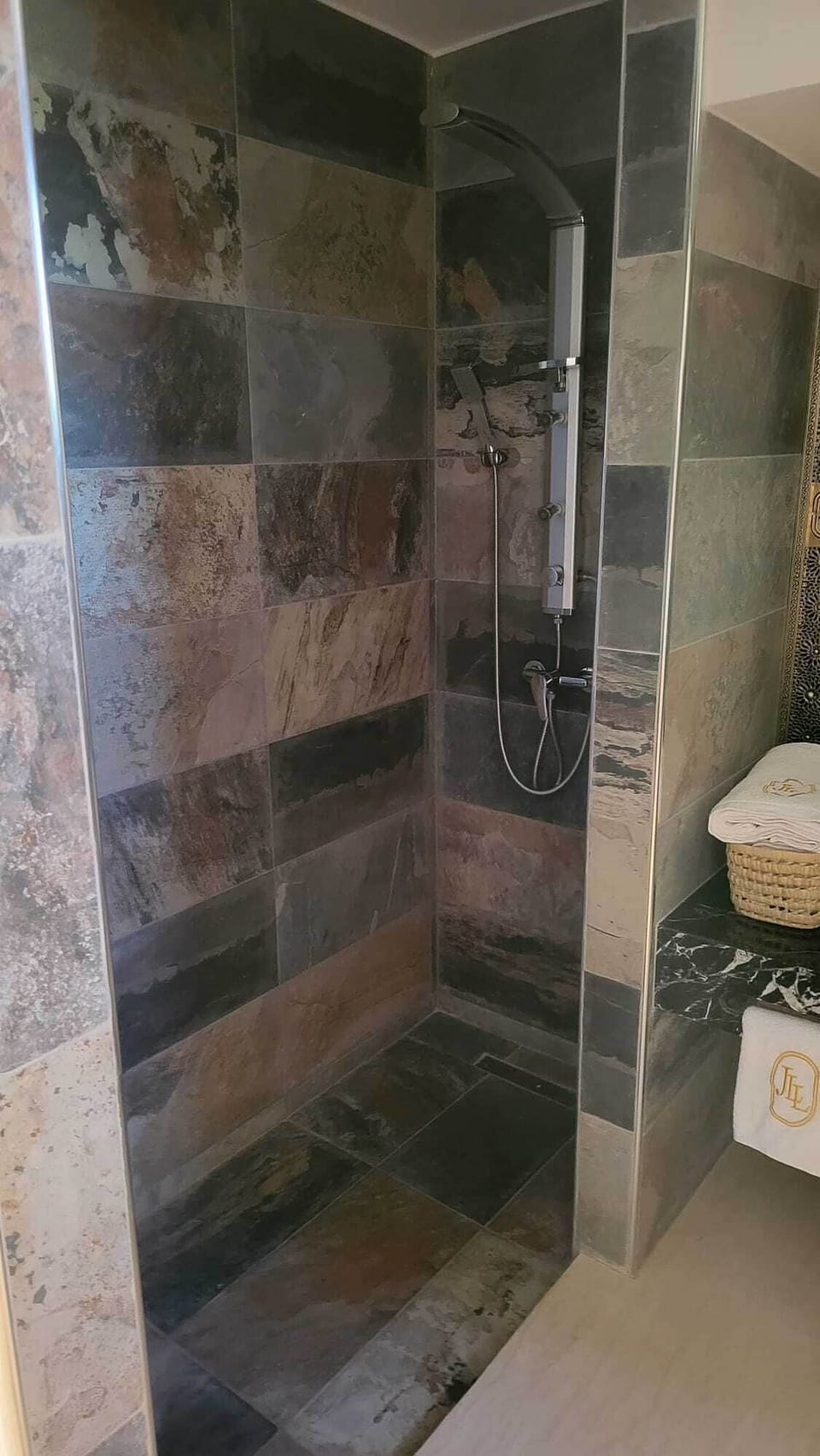 Shower, free toiletries, hair dryer, bidet