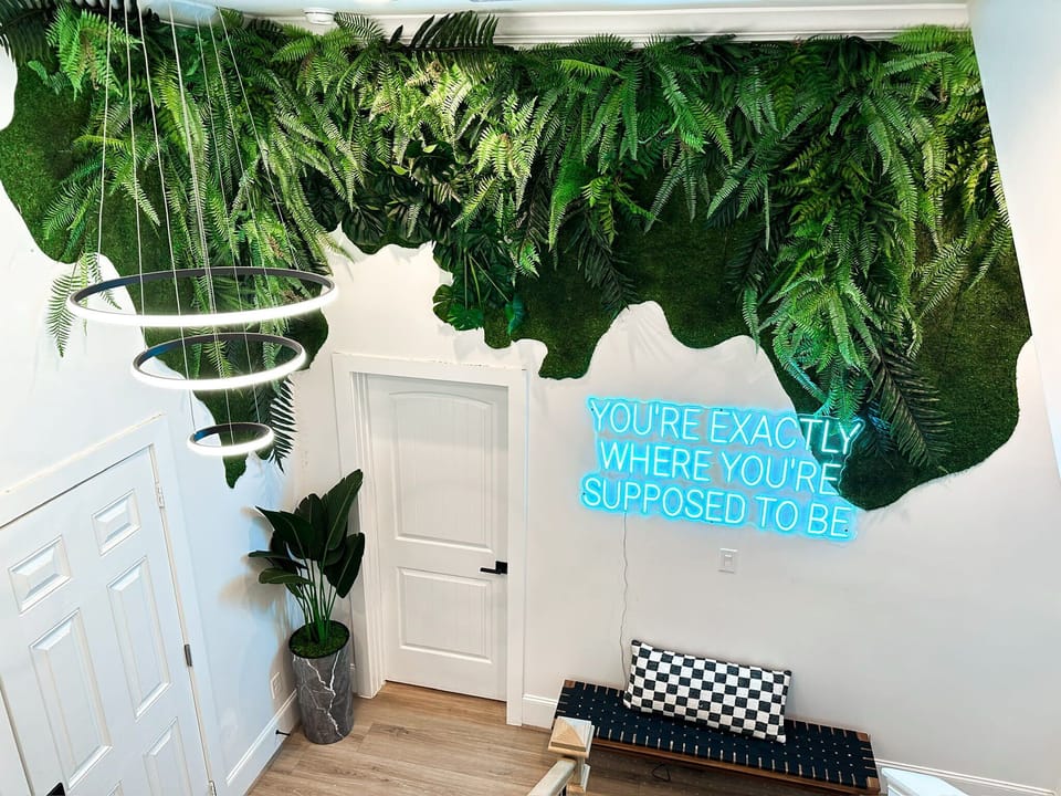 True to our Green Haus name, snap a photo with your group the second you walk through the front door with our custom build jungle moss wall. Truly a house full of insta-worthy moments in every corner!