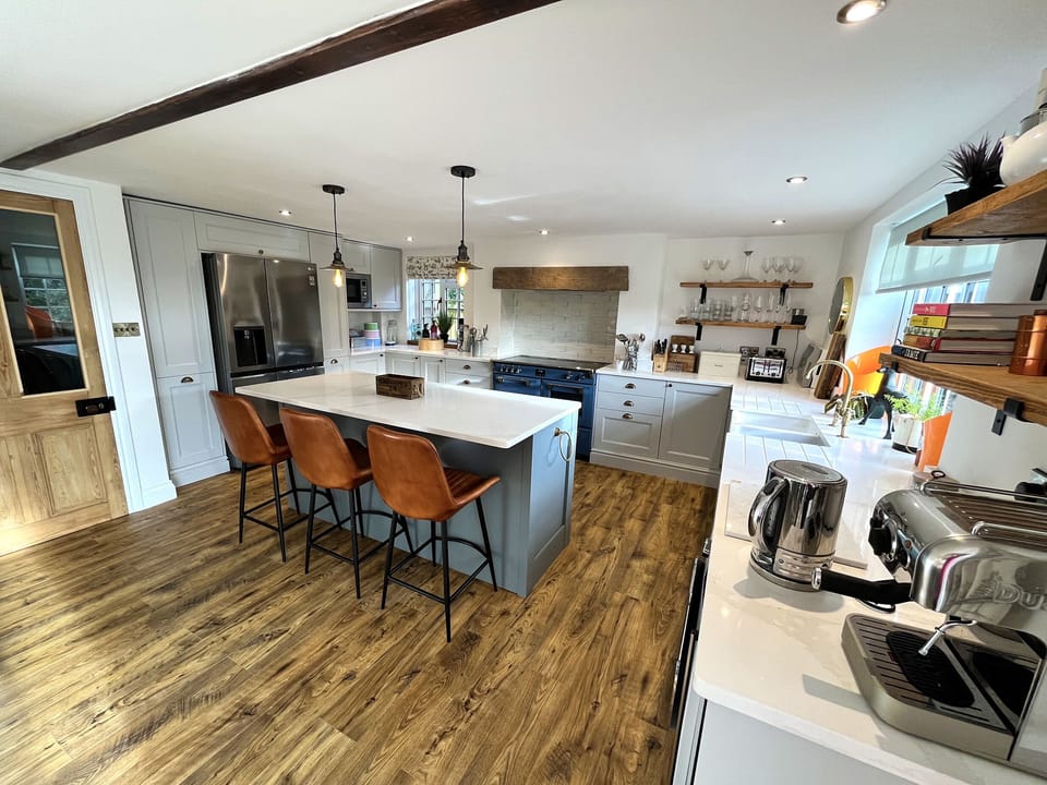 Fridge, dishwasher, electric kettle, toaster